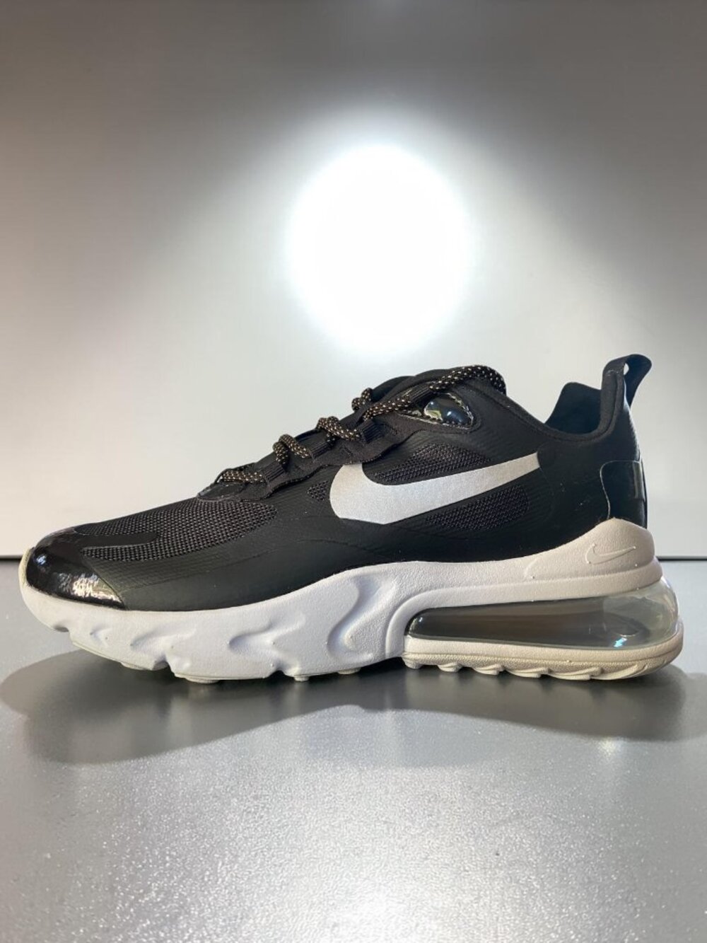 Nike Air Max 270 React Black/Metallic Silver Womens Shoes CT3426 001 NEW